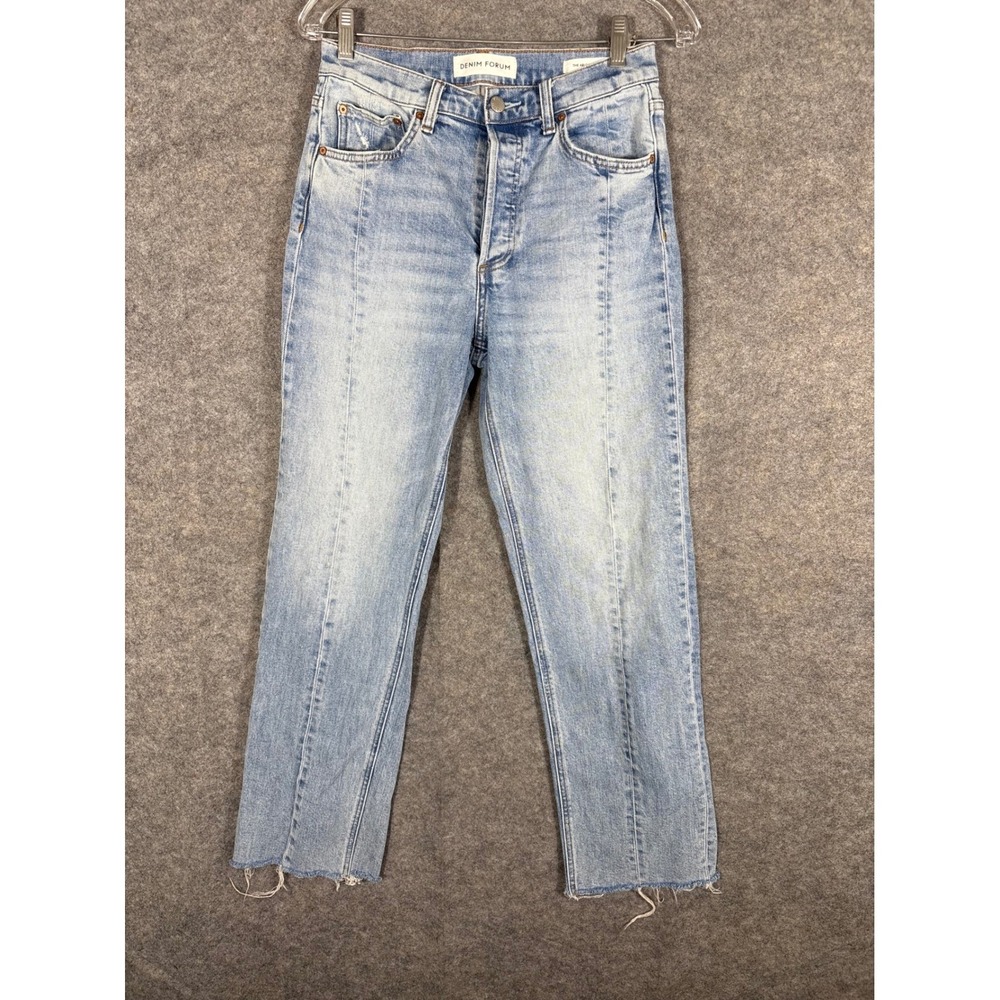 Denim Forum Arlo Hi-Rise Straight Leg Jeans Size 27 Light Wash Womens
